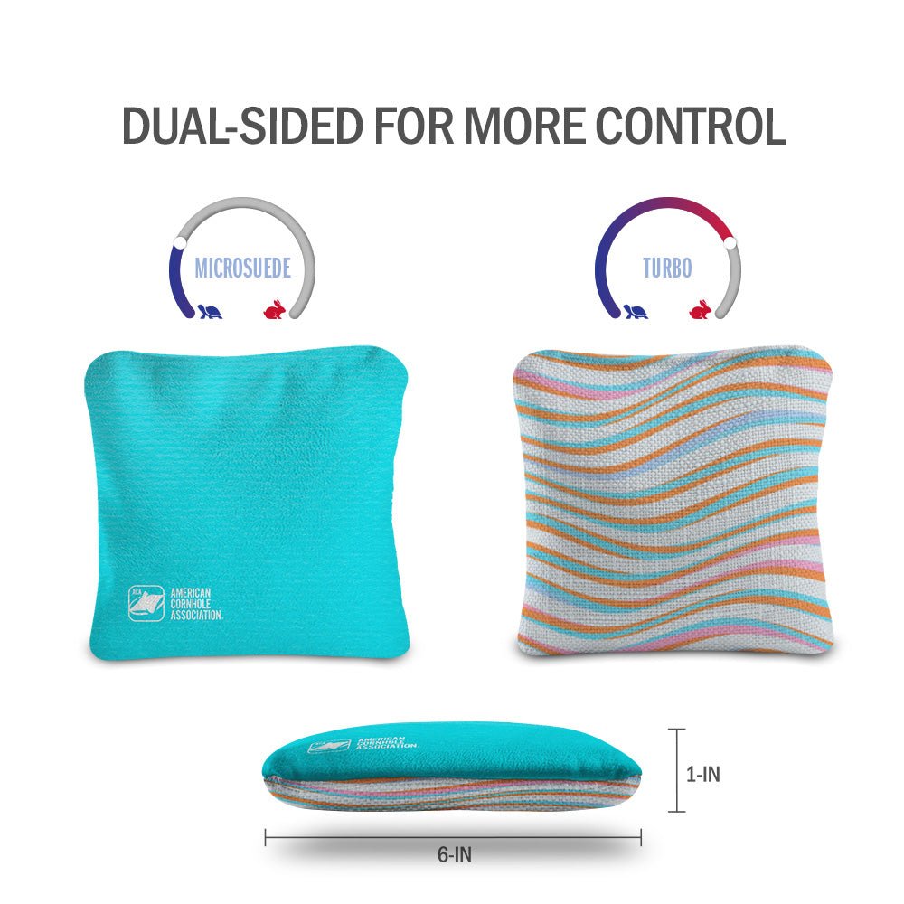 Teal with Waves Synergy Pro Cornhole Bags