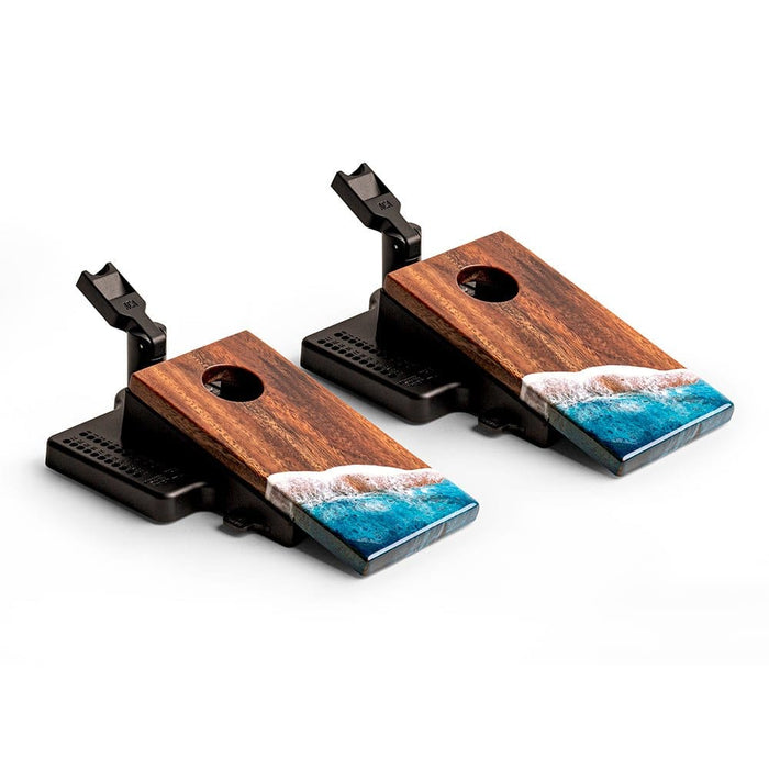 Cornhole Boards The Beach Epoxy Resin Double Chuck ART Mini Tabletop Cornhole Game