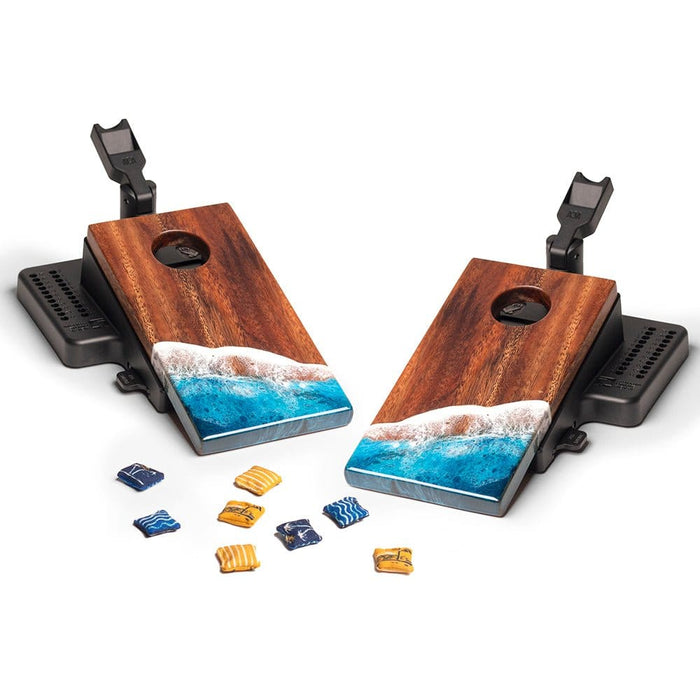 Cornhole Boards The Beach Epoxy Resin Double Chuck ART Mini Tabletop Cornhole Game