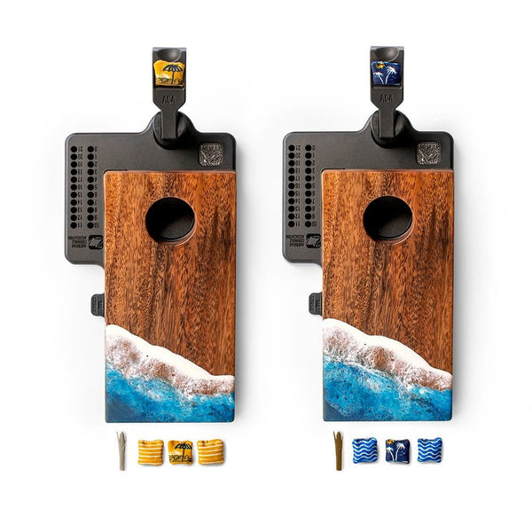 Cornhole Boards The Beach Epoxy Resin Double Chuck ART Mini Tabletop Cornhole Game