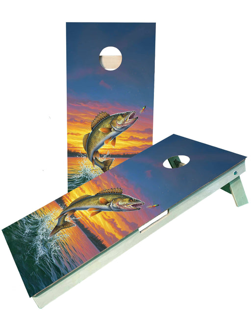 cornhole boards Walleye Fishing Themed Cornhole Boards
