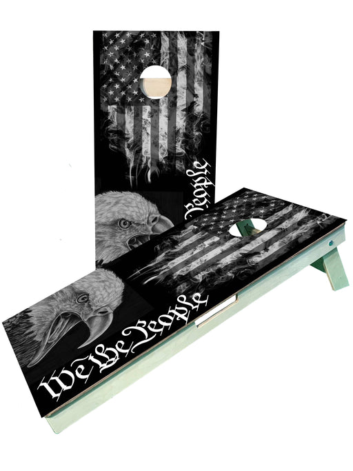cornhole boards We The People Black/White Eagle Flag Cornhole Set