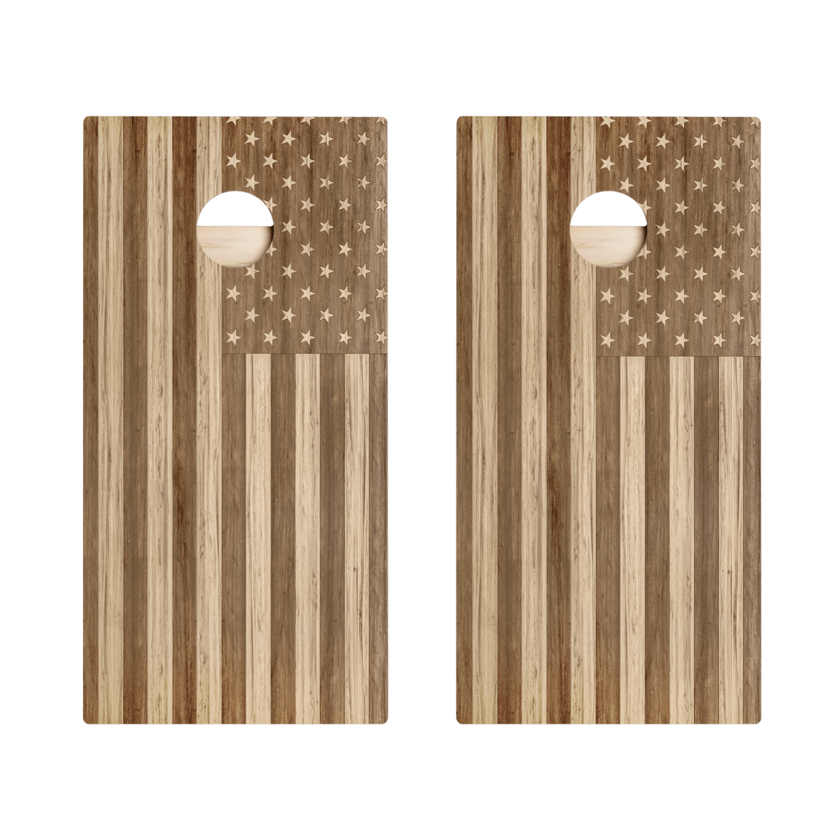 Wood American Flag Star Cornhole Boards
