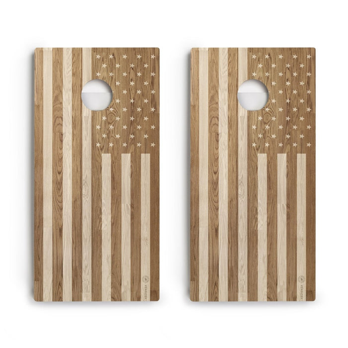 Wood American Flag Versatex All-Weather Cornhole Boards