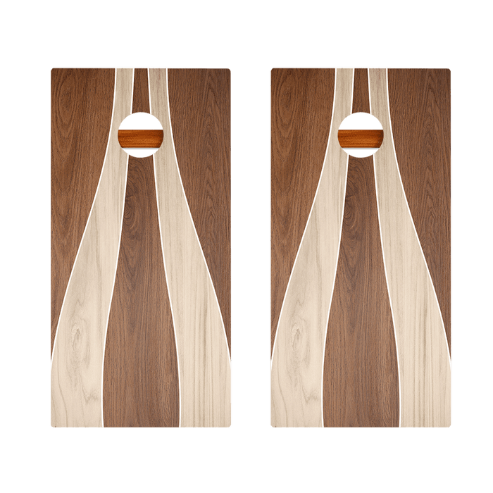 Wood Curvy Triangle Silver Series Cornhole Boards