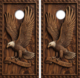 Wood Carved Eagle Cornhole Design