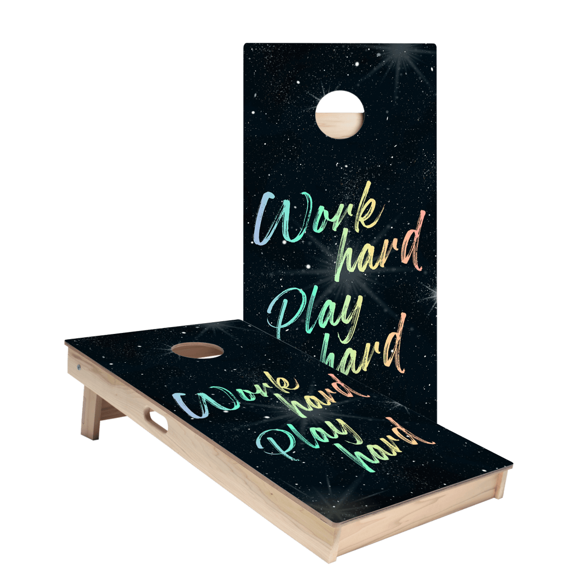 Work Hard Play Hard Star Cornhole Boards