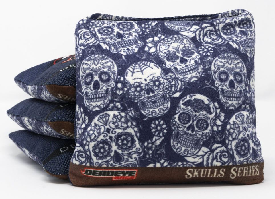 Pro Cornhole Bags - Detailed Skulls - Blue