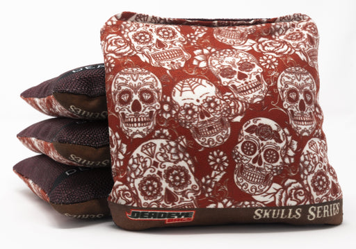 Pro Cornhole Bags - Detailed Skulls - Red